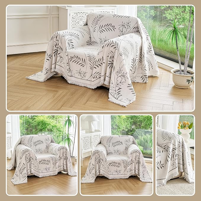Couch Cover for Dogs Washable Sofa Cover, Sectional Couch Covers, Sofa Covers for 2 Cushion Couch, Non Slip Stripe Sofa Slipcovers Furniture Protector (Eucalyptus Brown 91x71) - Image 9