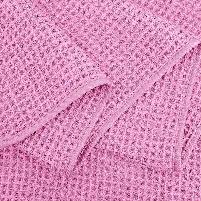 POLYTE 430 GSM Microfiber Oversize Quick Dry Lint Free Bath Towel, 60 x 30 in, 4 Pack (Waffle Weave) - Image 8