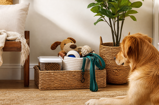 Unbranded close editorial detail featuring practical pet storage