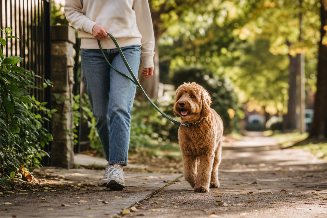 Unbranded repeatable routine scene featuring dog walking and outdoor routines