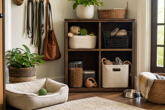 Unbranded close editorial detail featuring practical pet storage
