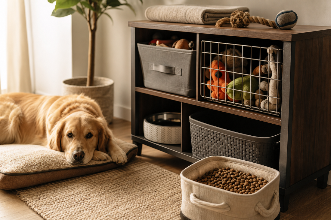 Unbranded close editorial detail featuring practical pet storage