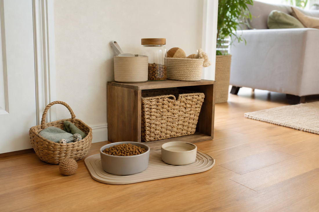 Unbranded practical sequence scene featuring practical feeding-area organization