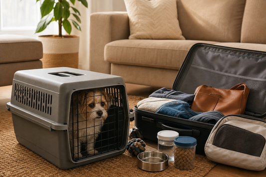 Unbranded repeatable routine scene featuring practical pet travel