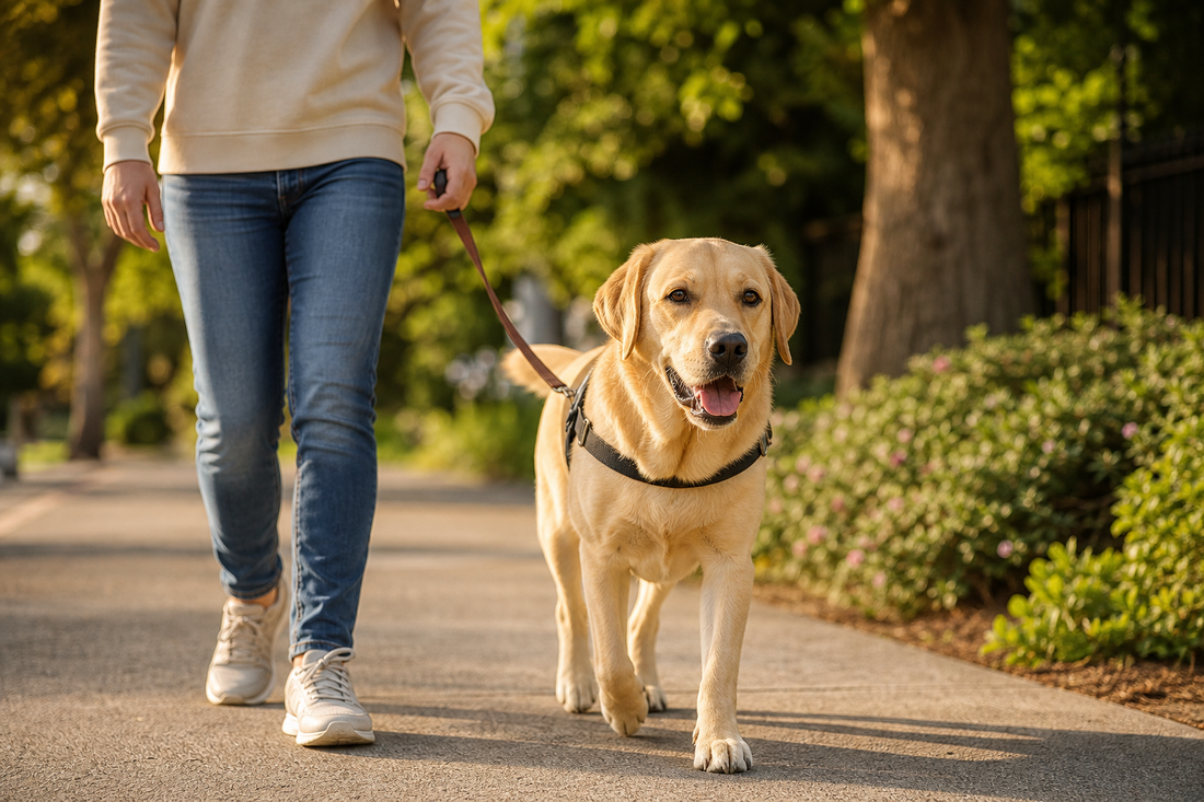 Unbranded repeatable routine scene featuring dog walking and outdoor routines