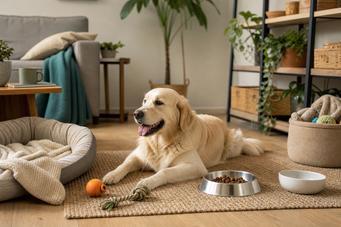 Unbranded orderly inspection setup featuring home routines for pet owners