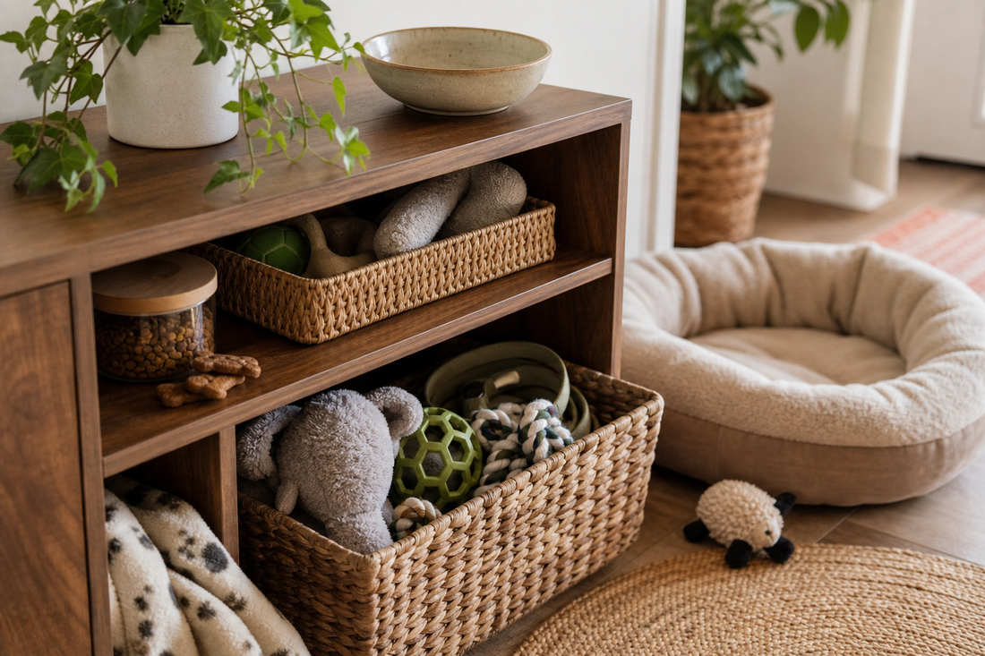 Unbranded close editorial detail featuring practical pet storage