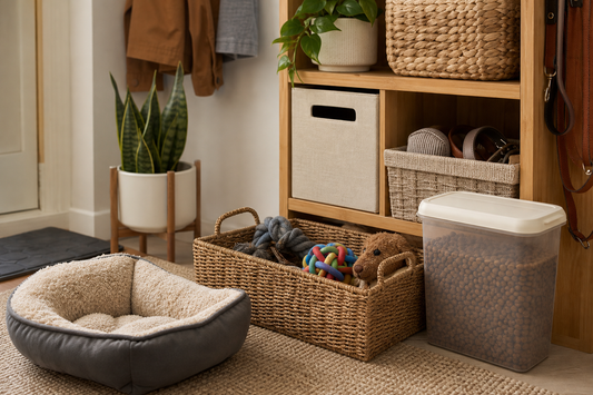 Unbranded close editorial detail featuring practical pet storage