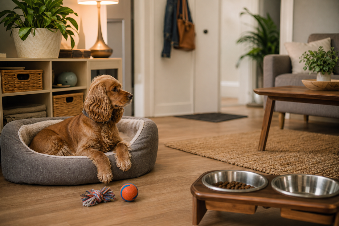 Unbranded orderly inspection setup featuring home routines for pet owners