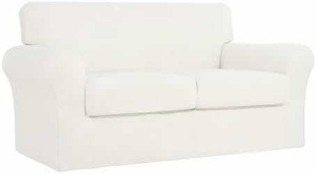 Easy-Going 3 Pieces Stretch Couch Cover Sofa Cover for Dogs Washable Sofa Slipcover for 2 Separate Cushion Couch Spandex Jacquard Fabric Elastic Furniture Protector for Pets, Kids (Ivory, Loveseat) - Image 8