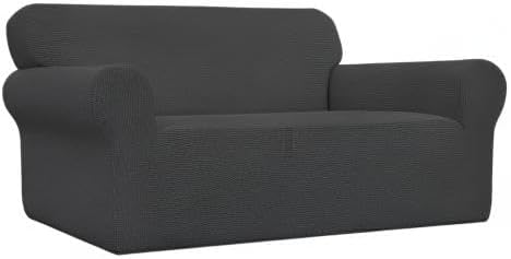 Easy-Going Stretch Oversized Loveseat Couch Covers Washable Dark Gray | 1-Piece Large Loveseat Cover for 2 Cushion Couch Furniture Protector RV Sofa Slipcover Soft with Bottom for Kids Pets - Image 8