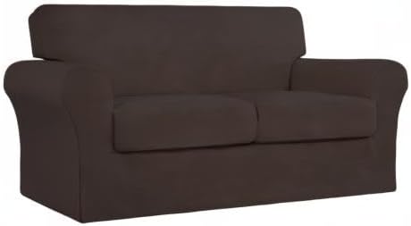 Easy-Going 3 Pieces Stretch Couch Cover Sofa Cover for Dogs Washable Sofa Slipcover for 2 Separate Cushion Couch Spandex Jacquard Fabric Elastic Furniture Protector for Pets, Kid(Chocolate, Loveseat) - Image 8