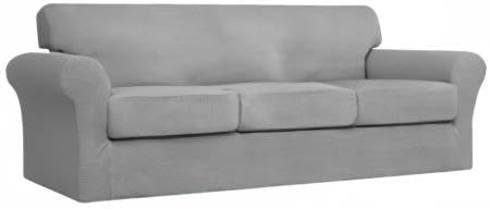 Easy-Going 4 Pieces Stretch Couch Cover Sofa Cover for Dogs Washable Sofa Slipcover for 3 Separate Cushion Couch Spandex Jacquard Fabric Elastic Furniture Protector for Pets (Light Gray, Sofa) - Image 8