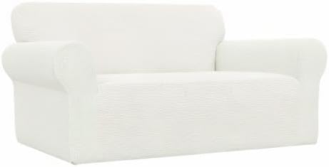Easy-Going Stretch Oversized Loveseat Couch Covers Washable Cream | 1-Piece Large Loveseat Cover for 2 Cushion Couch Furniture Protector RV Sofa Slipcover Soft with Bottom for Kids Pets - Image 9