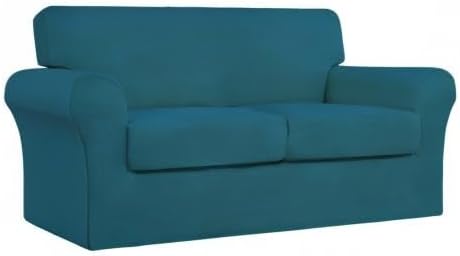 Easy-Going 3 Pieces Stretch Couch Cover Sofa Cover for Dogs Washable Sofa Slipcover for 2 Separate Cushion Couch Spandex Jacquard Fabric Elastic Furniture Protector for Pets (Peacock Blue, Loveseat) - Image 8