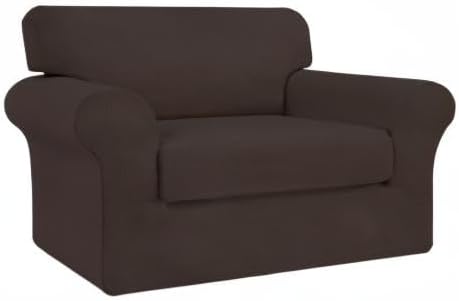 Easy-Going 2 Pieces Stretch Oversized Chair Couch Cover Sofa Cover for Dogs Sofa Slipcover for Separate Cushion Couch Jacquard Fabric Elastic Furniture Protector for Pets (Chocolate, Oversized Chair) - Image 9