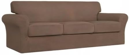 Easy-Going 4 Pieces Stretch Couch Cover Sofa Cover for Dogs Washable Sofa Slipcover for 3 Separate Cushion Couch Spandex Jacquard Fabric Elastic Furniture Protector for Pets, Kids (Brown, Sofa) - Image 8