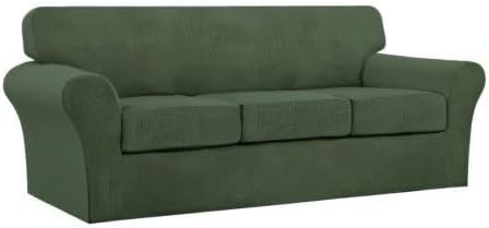 Turquoize 4 Piece Sofa Covers for 3 Cushion Couch Sofa Slipcover Soft Couch Cover for Dogs-Washable Sofa Furniture Covers with 3 Individual Cushion Covers (3 Cushion Sofa, Bronze Green) - Image 8