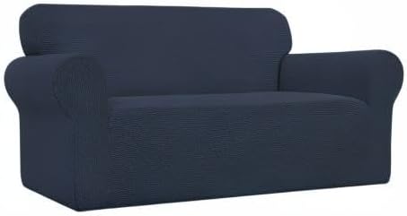 Easy-Going Stretch Oversized Loveseat Couch Covers Washable Dark Blue | 1-Piece Large Loveseat Cover for 2 Cushion Couch Furniture Protector RV Sofa Slipcover Soft with Bottom for Kids Pets - Image 8