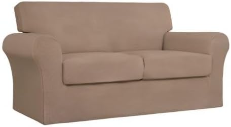 Easy-Going 3 Pieces Stretch Couch Cover Sofa Cover for Dogs Washable Sofa Slipcover for 2 Separate Cushion Couch Spandex Jacquard Fabric Elastic Furniture Protector for Pets, Kids (Camel, Loveseat) - Image 8