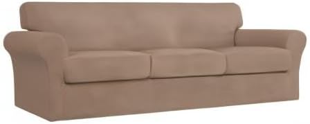 Easy-Going 4 Pieces Stretch Couch Cover Oversized Sofa Cover for Dogs Washable Sofa Slipcover for 3 Separate Cushion Couch Spandex Elastic Furniture Protector for Pets, Kids (Camel, Oversized Sofa) - Image 8