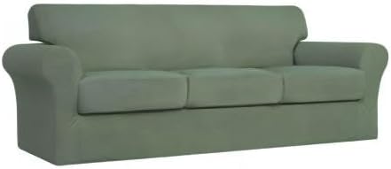 Easy-Going 4 Pieces Stretch Couch Cover Sofa Cover for Dogs Washable Sofa Slipcover for 3 Separate Cushion Couch Spandex Jacquard Fabric Elastic Furniture Protector for Pets, Kid(Greyish Green, Sofa) - Image 8