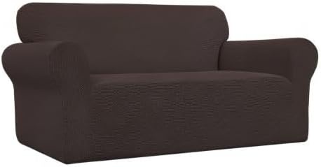 Easy-Going Stretch Loveseat Couch Covers Washable Chocolate | 1-Piece Loveseat Covers for 2 Cushion Couch Furniture Protector RV Sofa Slipcover Soft with Bottom for Kids Pets - Image 9