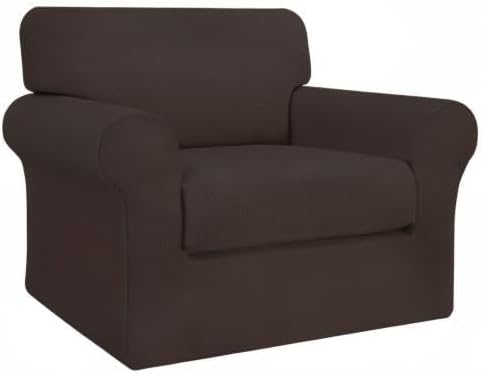 Easy-Going 2 Pieces Stretch Couch Cover Sofa Cover for Dogs Washable Sofa Slipcover for Separate Cushion Couch Spandex Jacquard Fabric Elastic Furniture Protector for Pets, Kids (Chocolate, Chair) - Image 8