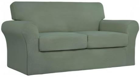 Easy-Going 3 Pieces Stretch Couch Cover Sofa Cover for Dogs Washable Sofa Slipcover for 2 Separate Cushion Couch Spandex Jacquard Fabric Elastic Furniture Protector for Pets(Greyish Green, Loveseat) - Image 8