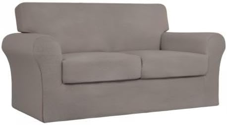 Easy-Going 3 Pieces Stretch Couch Cover Sofa Cover for Dogs Washable Sofa Slipcover for 2 Separate Cushion Couch Spandex Jacquard Fabric Elastic Furniture Protector for Pets, Kids (Taupe, Loveseat) - Image 8