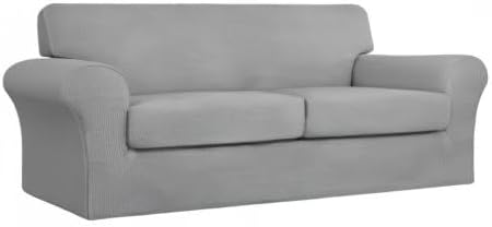 Easy-Going 3 Pieces Stretch Oversized Loveseat Couch Cover for 2 Cushion Couch Sofa Cover for Dogs Washable Sofa Slipcover Elastic Furniture Protector for Pets (Light Gray, Oversized Loveseat) - Image 9