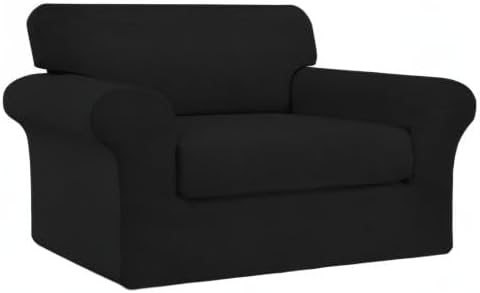 Easy-Going 2 Pieces Stretch Oversized Chair Couch Cover Sofa Cover for Dogs Sofa Slipcover for Separate Cushion Couch Jacquard Fabric Elastic Furniture Protector for Pets (Black, Oversized Chair) - Image 9