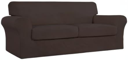 Easy-Going 3 Pieces Stretch Oversized Loveseat Couch Cover for 2 Cushion Couch Sofa Cover for Dogs Washable Sofa Slipcover Elastic Furniture Protector for Pets (Chocolate, Oversized Loveseat) - Image 9