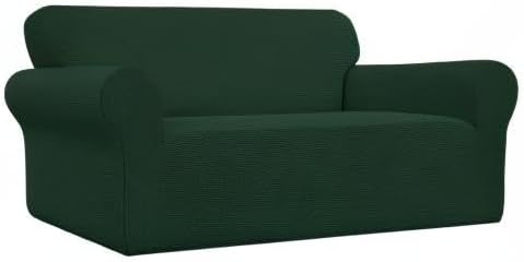 Easy-Going Stretch Oversized Loveseat Couch Covers Washable Dark Green | 1-Piece Large Loveseat Cover for 2 Cushion Couch Furniture Protector RV Sofa Slipcover Soft with Bottom for Kids Pets - Image 8