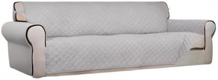 PureFit Reversible Quilted Couch Covers for Dogs Sofa Cover 4 Seater 88" | Light Gray/Light Gray, Water Resistant Couch Protector, Washable Pet Couch Cover with Non Slip and Elastic Straps For Kids - Image 8