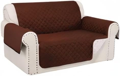 Reversible 45" Small Loveseat Sofa Covers, Brown/Beige | Loveseat Covers for Dogs Water Repellent, Friendly Furniture Protector with Elastic Straps for Living Room - Image 7