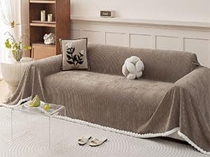 ROOMLIFE Boho Couch Covers for Sofa Washable for 2 Cushion Couch Chenille | Furniture Protector Sofa Couch Cover for Dogs, Soft Breathable Sofa Slipcover, Couch Throw Blankets with Tassels 71''X118'' - Image 9
