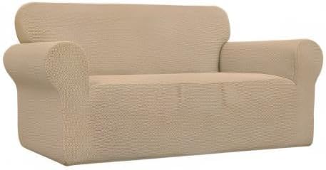 Easy-Going Stretch Loveseat Couch Covers Washable Sand | 1-Piece Loveseat Covers for 2 Cushion Couch Furniture Protector RV Sofa Slipcover Soft with Bottom for Kids Pets - Image 9
