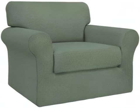 Easy-Going 2 Pieces Stretch Couch Cover Sofa Cover for Dogs Washable Sofa Slipcover for Separate Cushion Couch Spandex Jacquard Fabric Elastic Furniture Protector for Pets, Kid (Greyish Green, Chair) - Image 8
