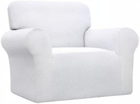 Easy-Going Stretch Oversized Chair Slipcover with Arm Washable Snow White | 1-Piece Large chair covers armchair Furniture Protector for Living Room chair and a half cover Soft For Kids, Pet. - Image 9