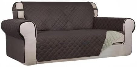PureFit Reversible Quilted Couch Covers for Dogs Loveseat Sofa Cover 54" | Chocolate/Beige, Water Resistant Couch Protector, Washable Pet Couch Cover with Non Slip and Elastic Straps For Kids - Image 8