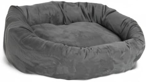 Majestic Pet 32 Inch Suede Calming Dog Bed Washable 32x23x7 (Inch) – Cozy Soft Round Donut Dog Bed with Spine Support for Dogs to Rest Their Head - Pet Bed Medium – Gray - Image 8