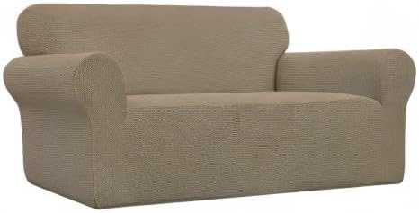 Easy-Going Stretch Loveseat Couch Covers Washable Tan | 1-Piece Loveseat Covers for 2 Cushion Couch Furniture Protector RV Sofa Slipcover Soft with Bottom for Kids Pets - Image 8