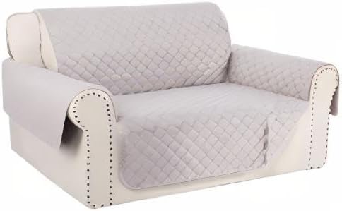 Reversible 45" Small Loveseat Sofa Covers, Beige/Beige | Loveseat Covers for Dogs Water Repellent, Friendly Furniture Protector with Elastic Straps for Living Room - Image 9
