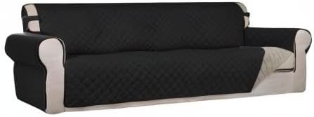 PureFit Reversible Quilted Couch Covers for Dogs Sofa Cover 4 Seater 88" | Black/Beige, Water Resistant Couch Protector, Washable Pet Couch Cover with Non Slip and Elastic Straps For Kids - Image 8