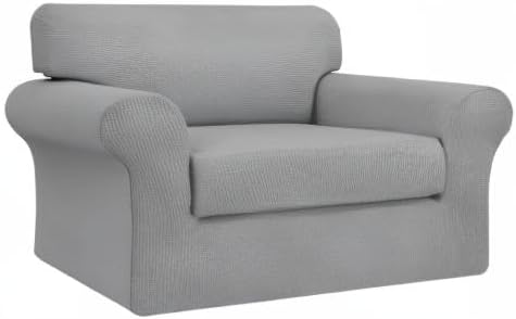 Easy-Going 2 Pieces Stretch Oversized Chair Couch Cover Sofa Cover for Dogs Sofa Slipcover for Separate Cushion Couch Jacquard Fabric Elastic Furniture Protector for Pets (Light Gray, Oversized Chair) - Image 9