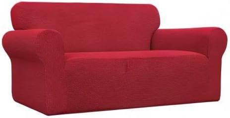 Easy-Going Stretch Loveseat Couch Covers Washable Christmas Red | 1-Piece Loveseat Covers for 2 Cushion Couch Furniture Protector RV Sofa Slipcover Soft with Bottom for Kids Pets - Image 9