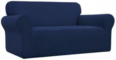 Easy-Going Stretch Oversized Loveseat Couch Covers Washable Navy | 1-Piece Large Loveseat Cover for 2 Cushion Couch Furniture Protector RV Sofa Slipcover Soft with Bottom for Kids Pets - Image 8