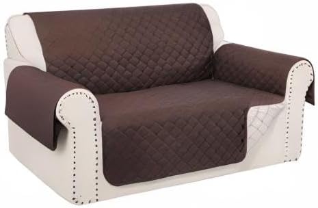 Reversible 45" Small Loveseat Sofa Covers, Chocolate/Beige | Loveseat Covers for Dogs Water Repellent, Friendly Furniture Protector with Elastic Straps for Living Room - Image 8