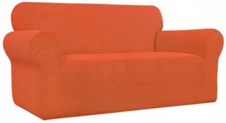Easy-Going Stretch Loveseat Couch Covers Washable Orange | 1-Piece Loveseat Covers for 2 Cushion Couch Furniture Protector RV Sofa Slipcover Soft with Bottom for Kids Pets - Image 9